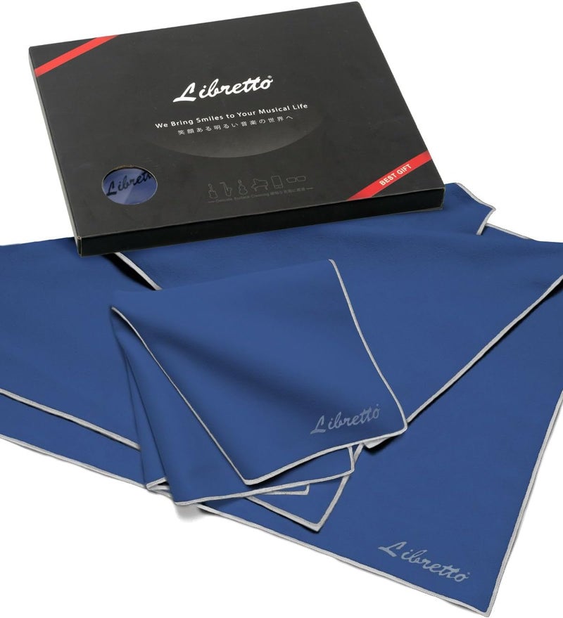 Libretto Microfiber Polish Cloth, 3 Useful Sizes in 1 Pack, Violin and Cello Cleaning & Polishing Products, Blue, Lint-Free, Super Soft, Gift, for Piano, Guitar, Ukulele, Trumpet, Saxophone, Laptop - Image 1